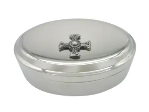 Textured Ancient Celtic Cross Pendant Oval Trinket Jewelry Box