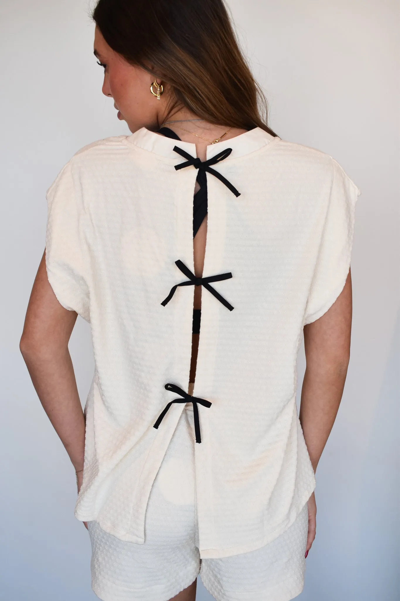 Textured Bow Detail Top