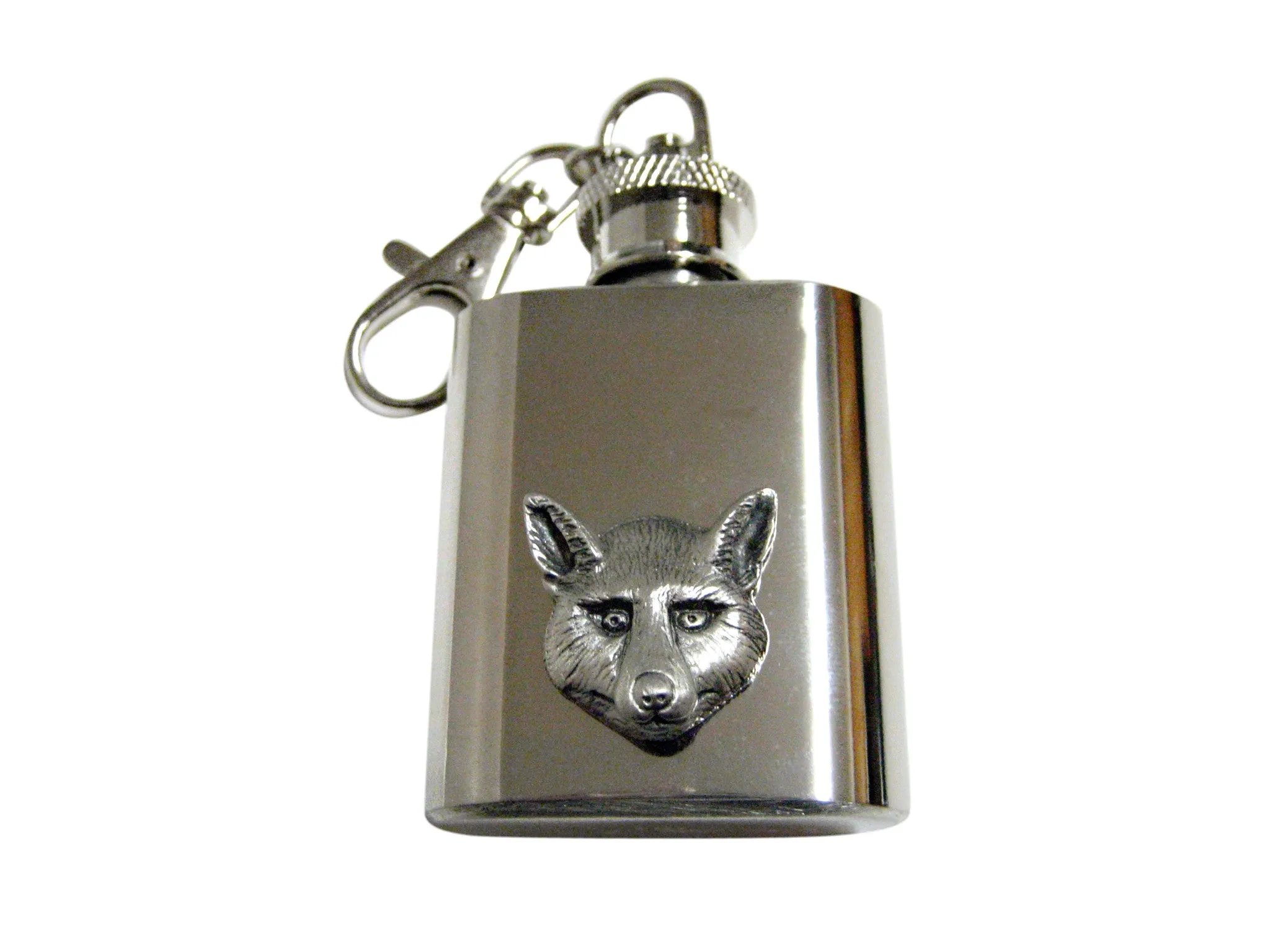 Textured Fox Head 1 Oz. Stainless Steel Key Chain Flask