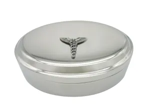 Textured Medical Caduceus Symbol Pendant Oval Trinket Jewelry Box