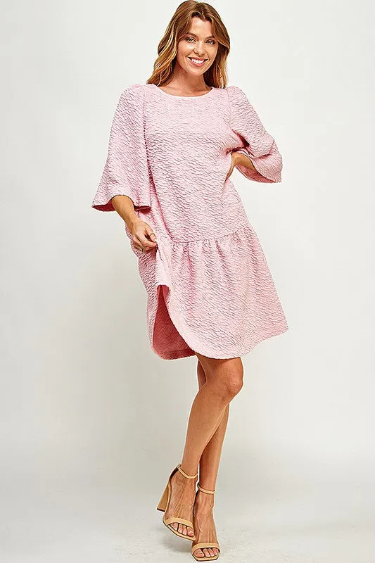 TEXTURED PINK PARTY DRESS