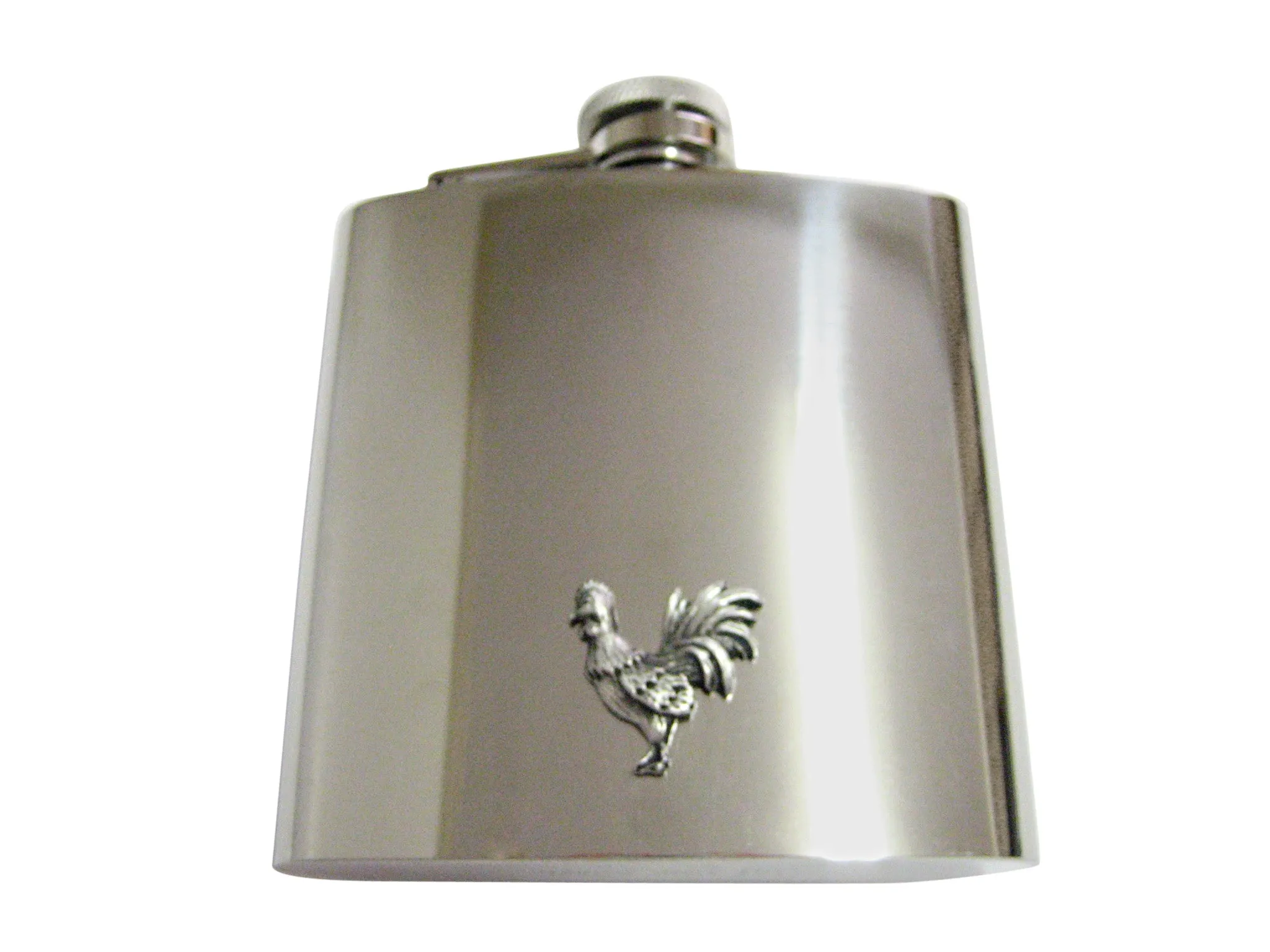 Textured Rooster Chicken Bird 6 Oz. Stainless Steel Flask
