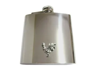 Textured Rooster Chicken Bird 6 Oz. Stainless Steel Flask