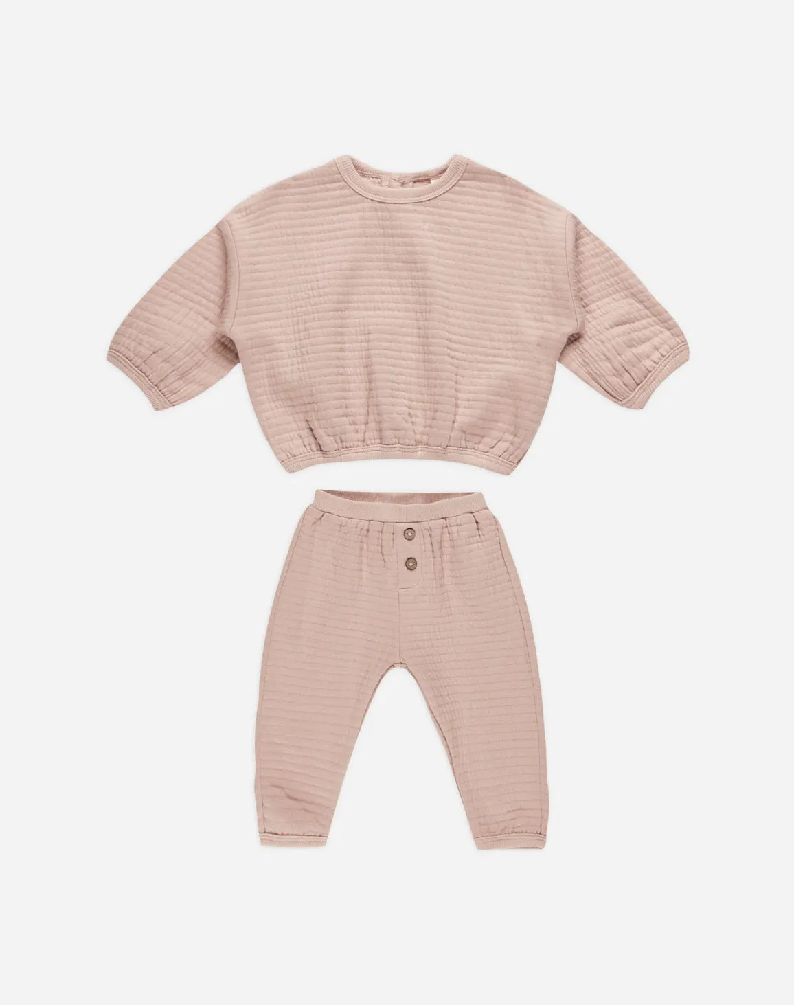 Textured Sweat Set - Blush