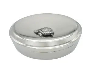 Textured Turtle Tortoise Pendant Oval Trinket Jewelry Box