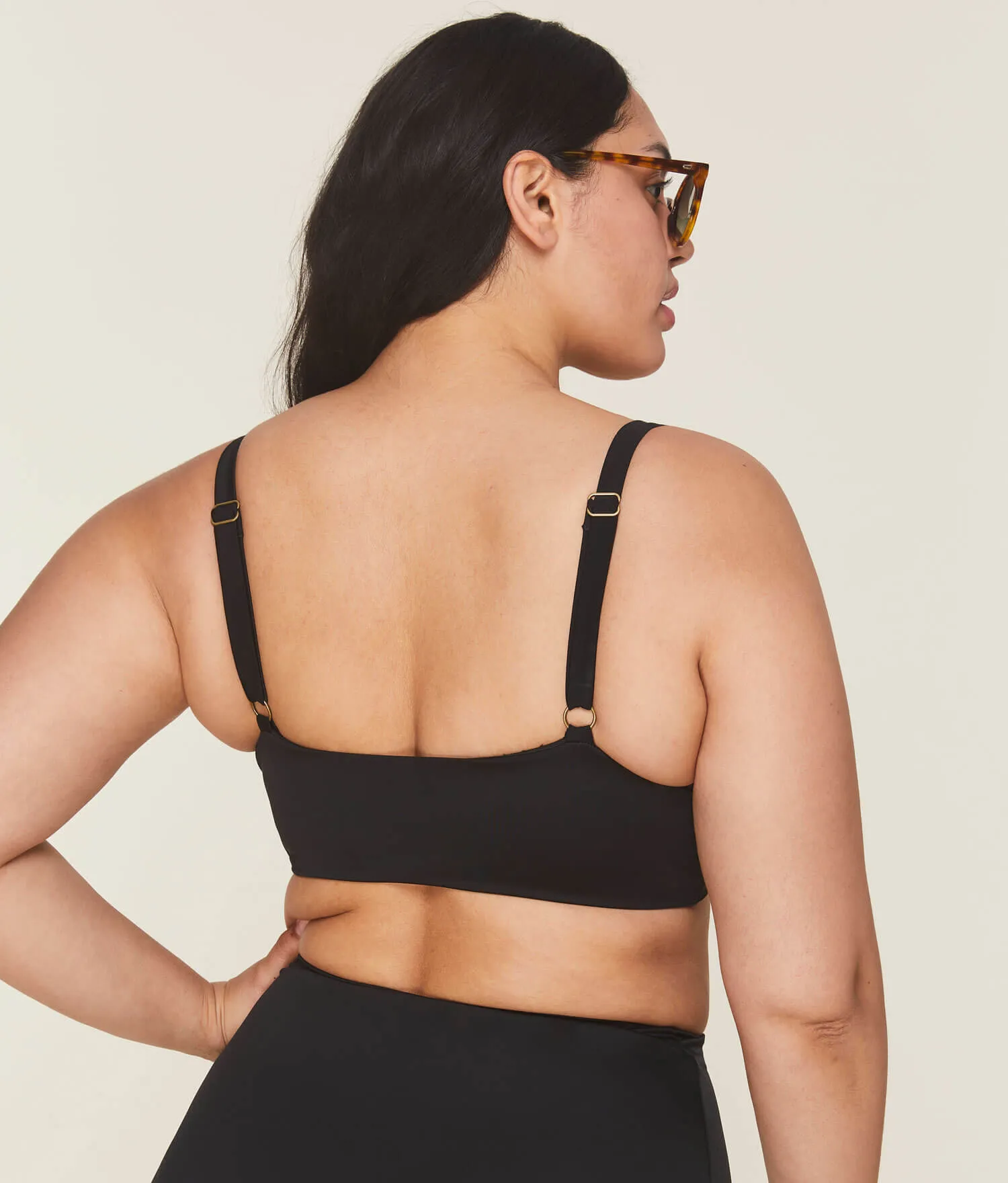 The Belmar Bikini Top - Glossy Eco Nylon - Black (Archive)
