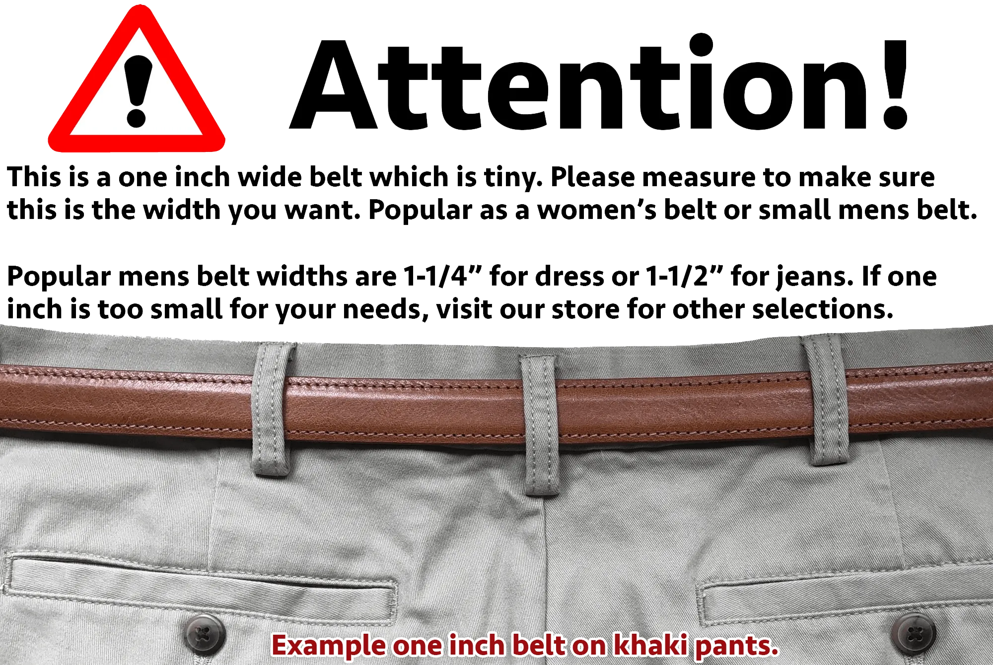 The Colt: Medium Brown Stitched Leather Belt Petite Width 1.00"