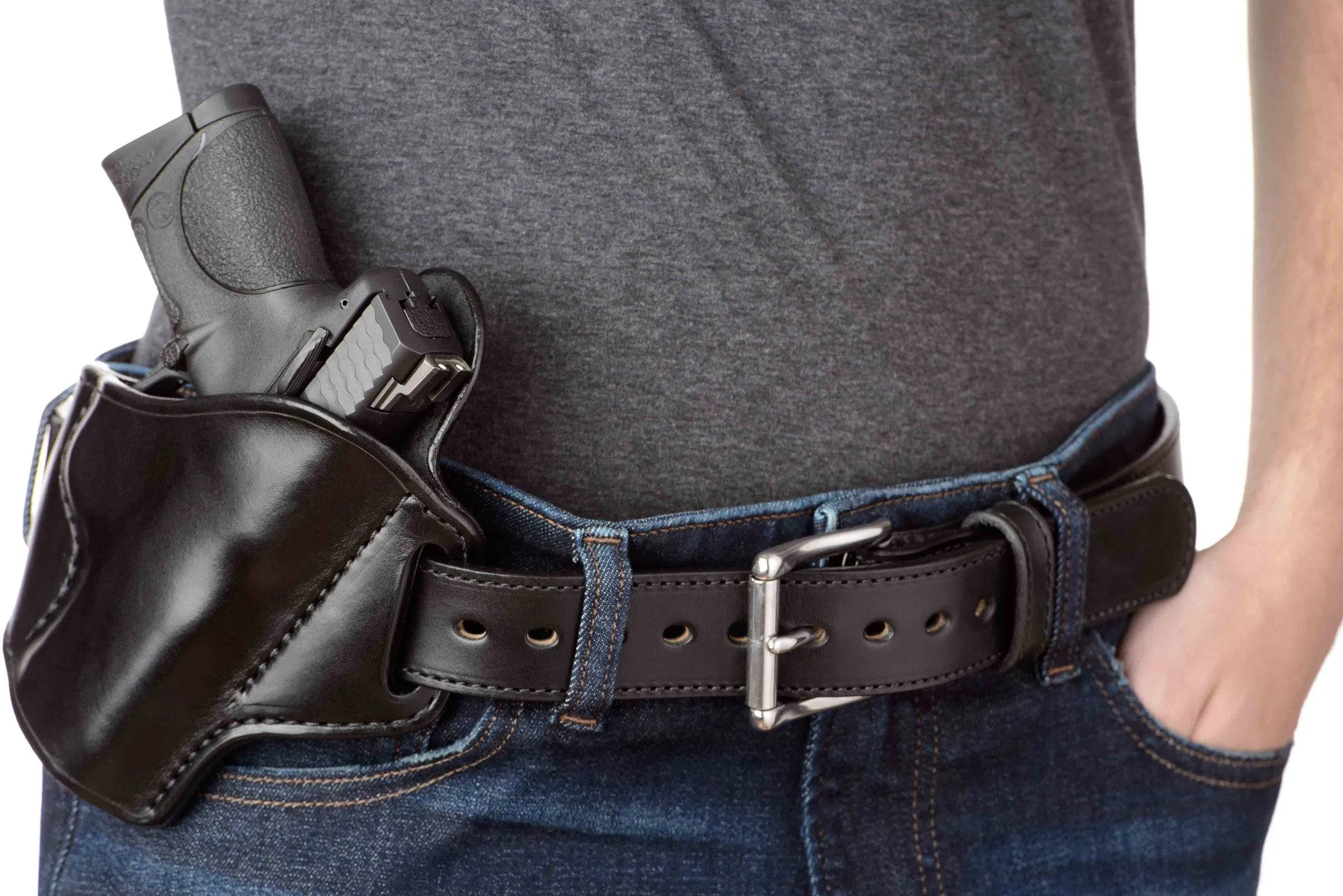 The Eastwood: Men's Black Stitched Leather Belt Max Thick 1.50"