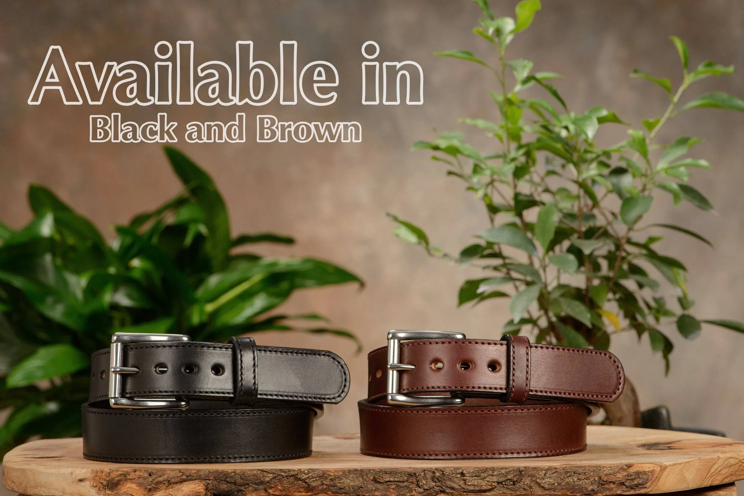 The Eastwood: Men's Black Stitched Leather Belt Max Thick 1.50"
