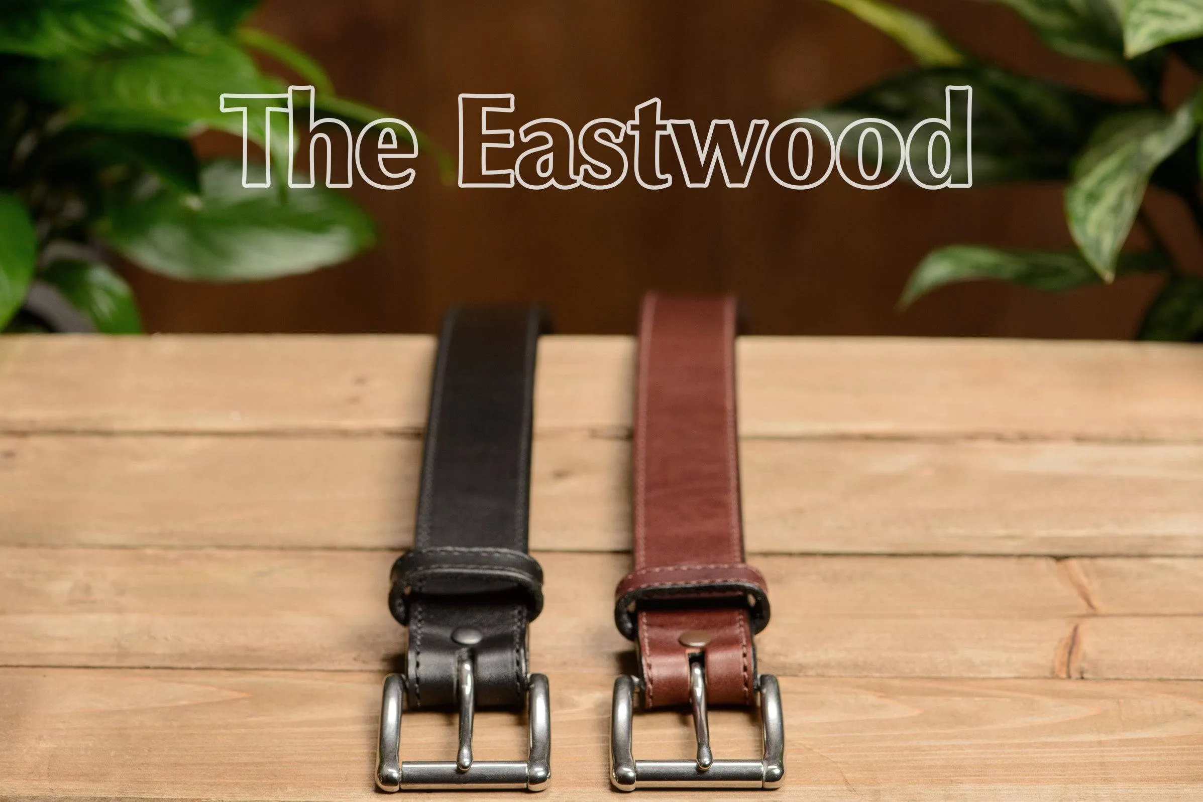 The Eastwood: Men's Black Stitched Leather Belt Max Thick 1.50"