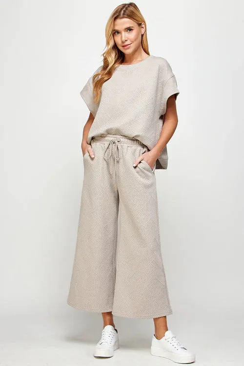 The One And Only Textured Cropped Wide Leg  Pants-Multiple Colors Available