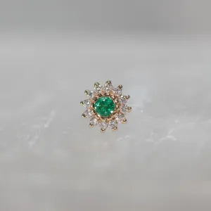 The Rose with Emerald & Diamonds 18g/16g Threaded End