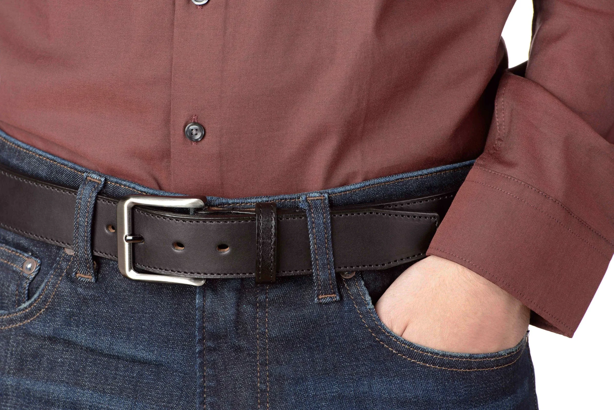 The Stallion: Black Stitched Italian Leather 1.50"