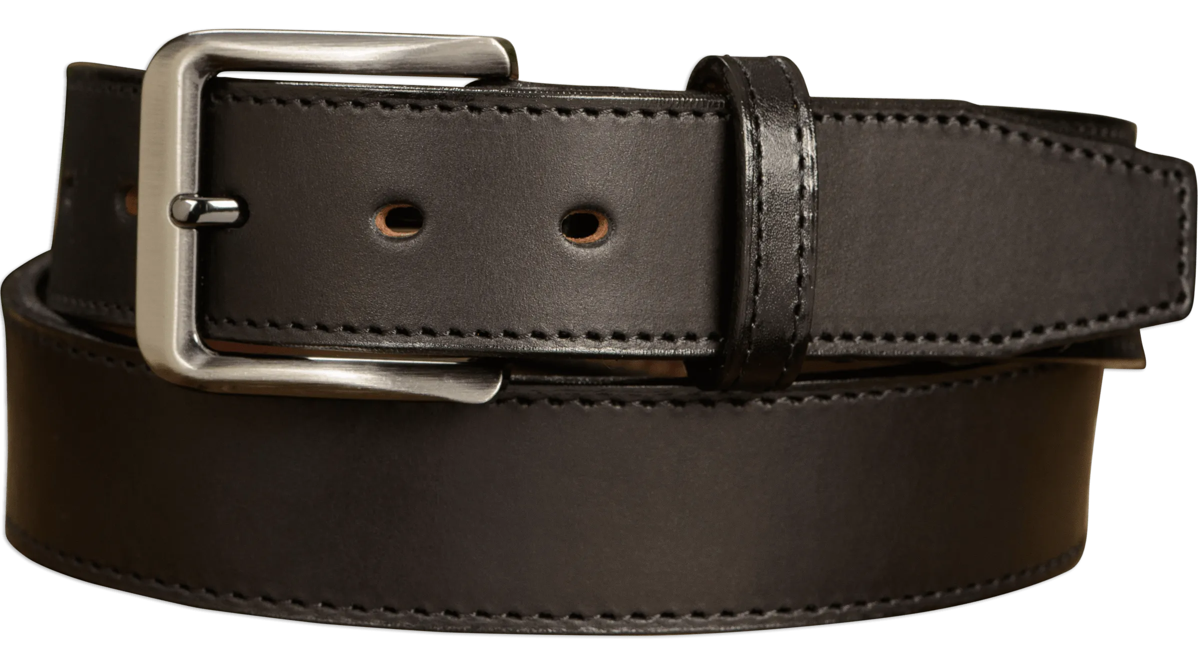 The Stallion: Black Stitched Italian Leather 1.50"