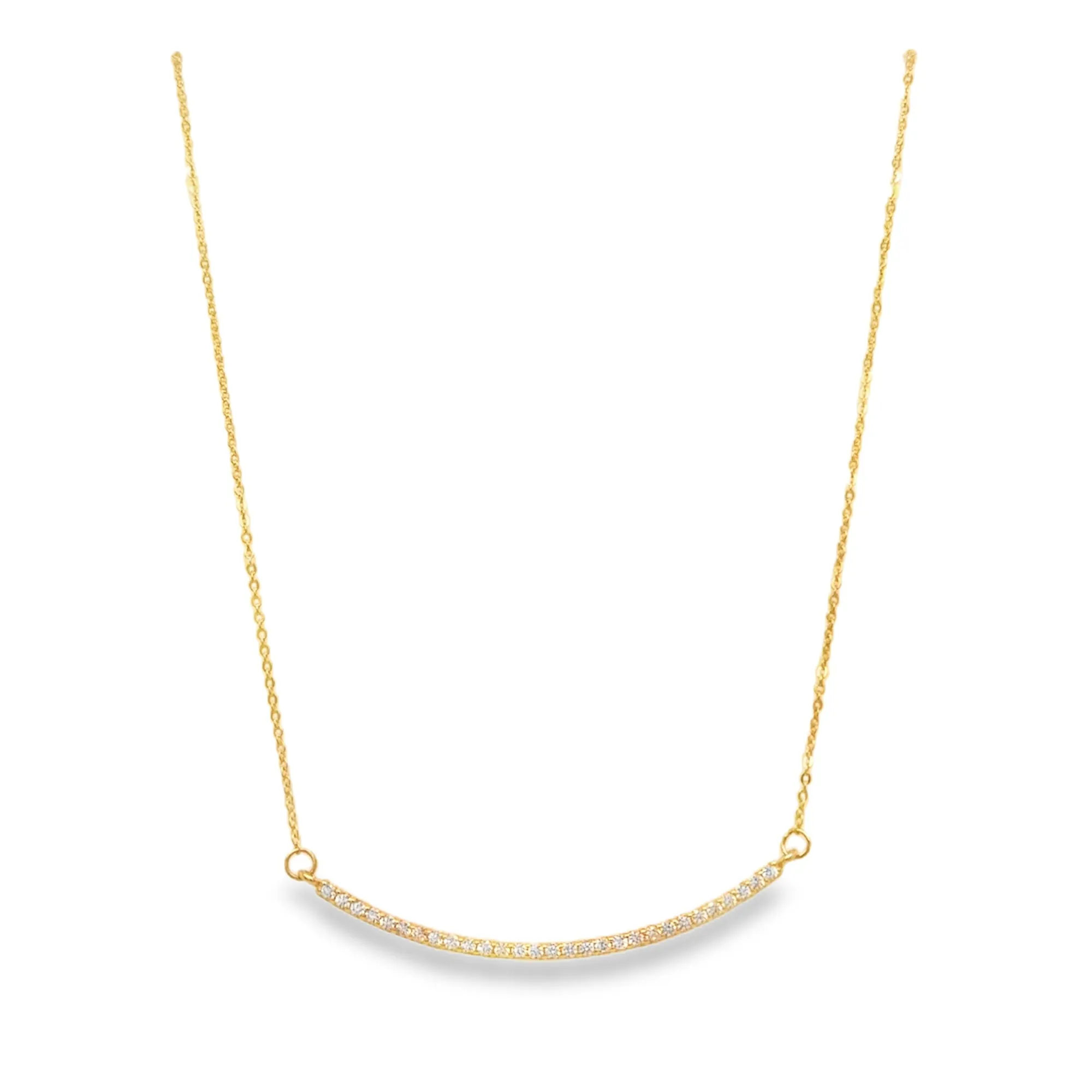 Thin Curved Bar Cubic Zirconia Necklace