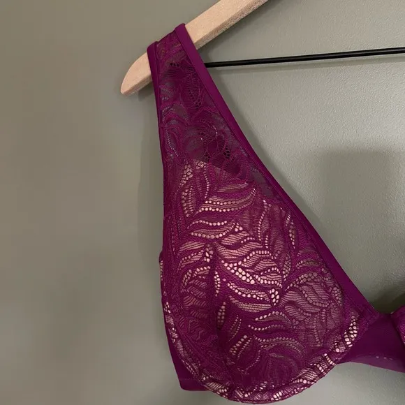 ThirdLove Feather Lace Bra Berry Crush Size 34F Purple Underwire Comfortable