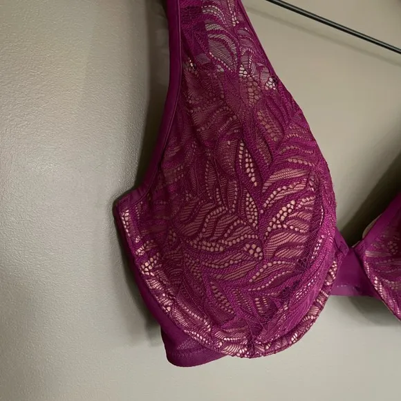 ThirdLove Feather Lace Bra Berry Crush Size 34F Purple Underwire Comfortable