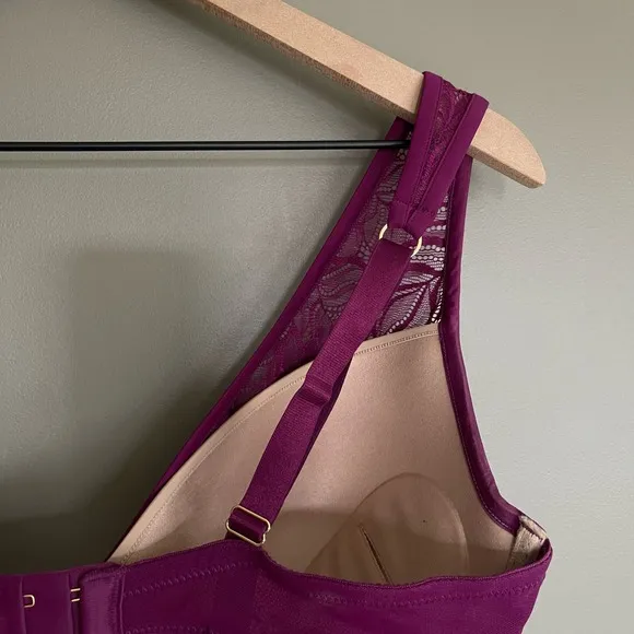 ThirdLove Feather Lace Bra Berry Crush Size 34F Purple Underwire Comfortable