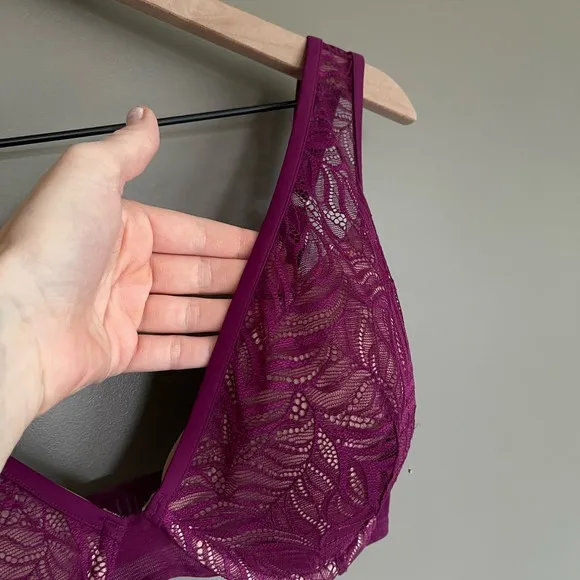 ThirdLove Feather Lace Bra Berry Crush Size 34F Purple Underwire Comfortable