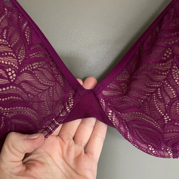 ThirdLove Feather Lace Bra Berry Crush Size 34F Purple Underwire Comfortable