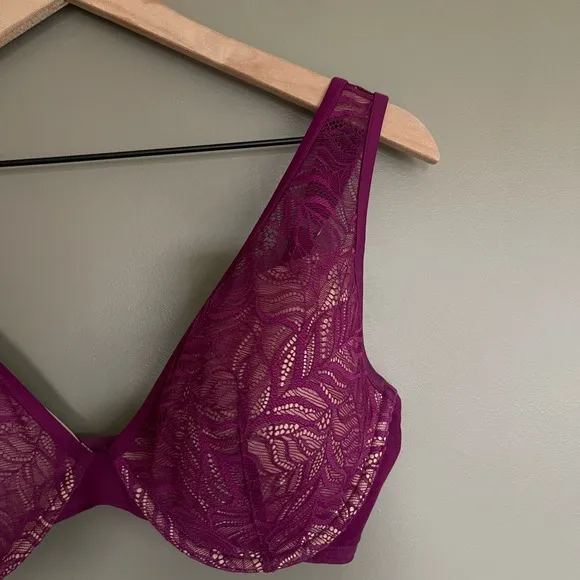 ThirdLove Feather Lace Bra Berry Crush Size 34F Purple Underwire Comfortable