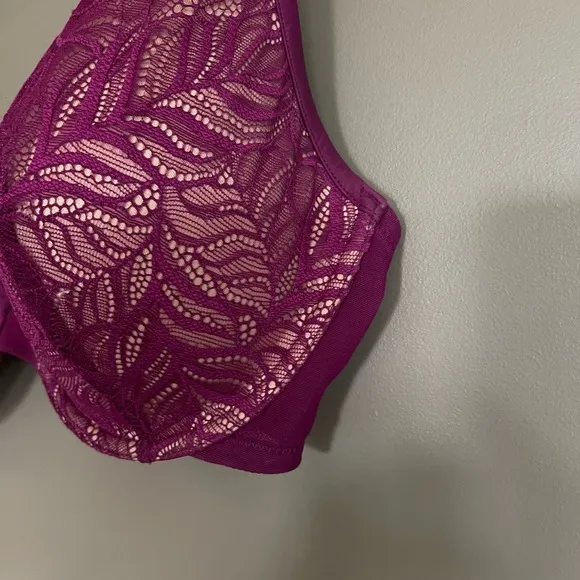 ThirdLove Feather Lace Bra Berry Crush Size 34F Purple Underwire Comfortable