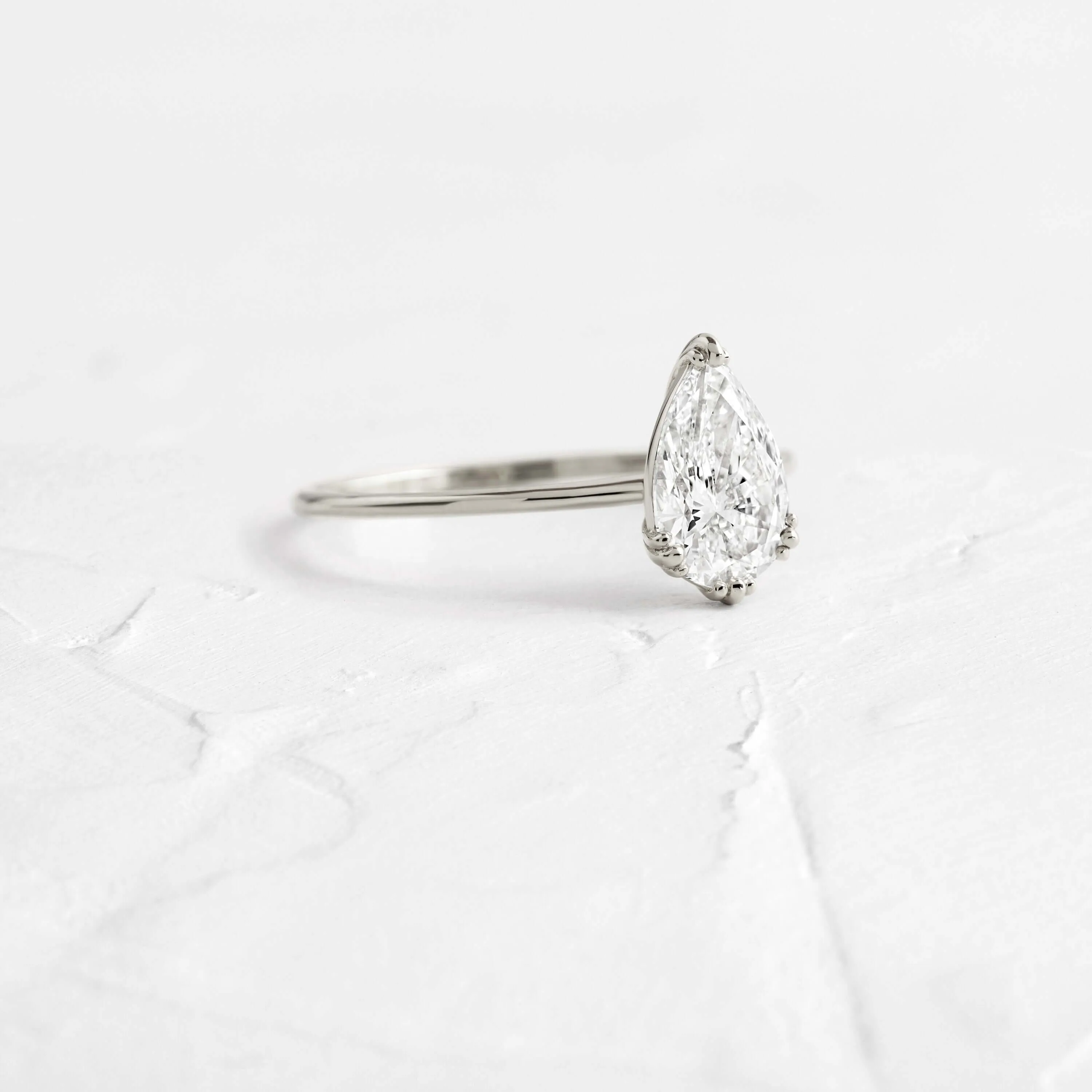 Threaded Ring, Pear Cut