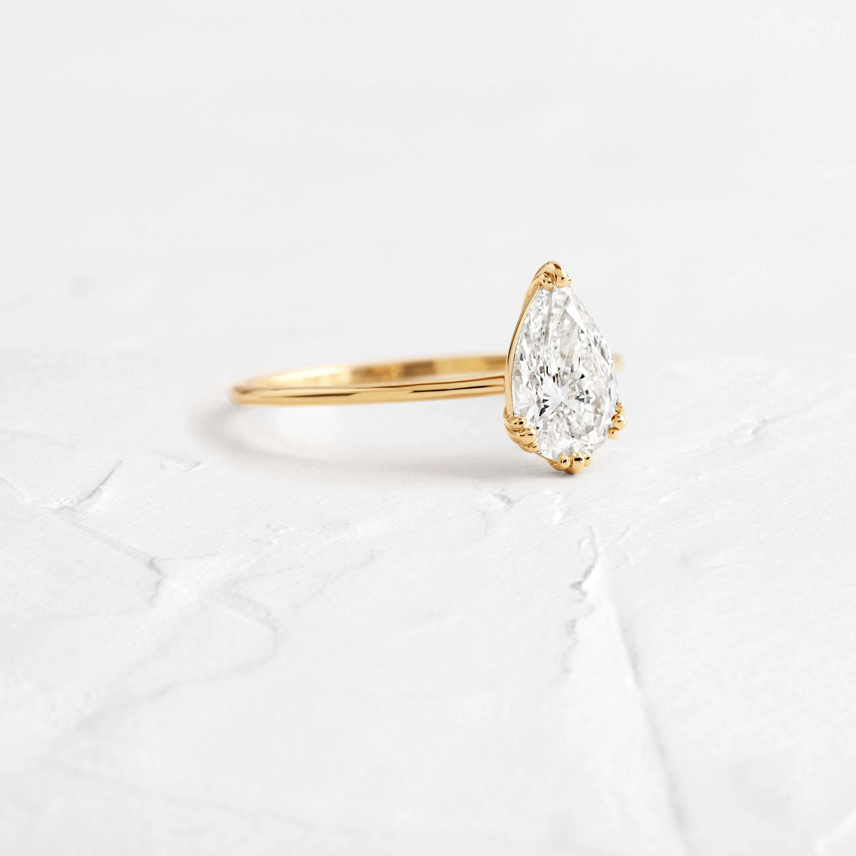 Threaded Ring, Pear Cut