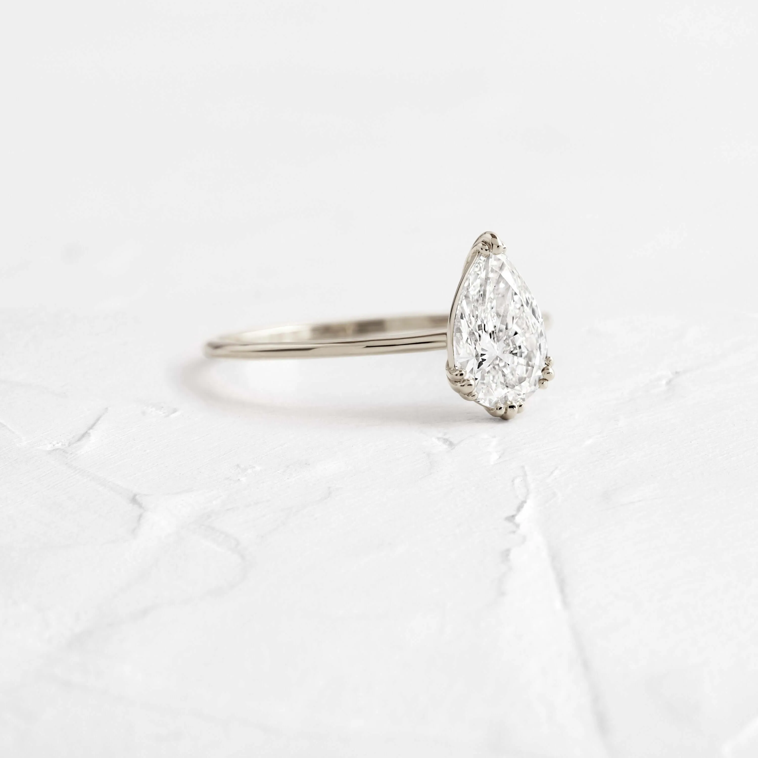 Threaded Ring, Pear Cut