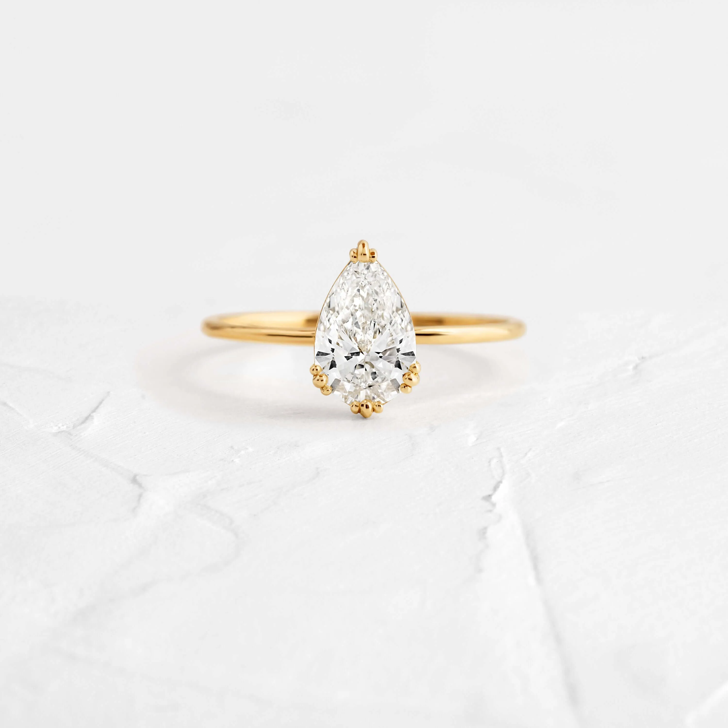 Threaded Ring, Pear Cut
