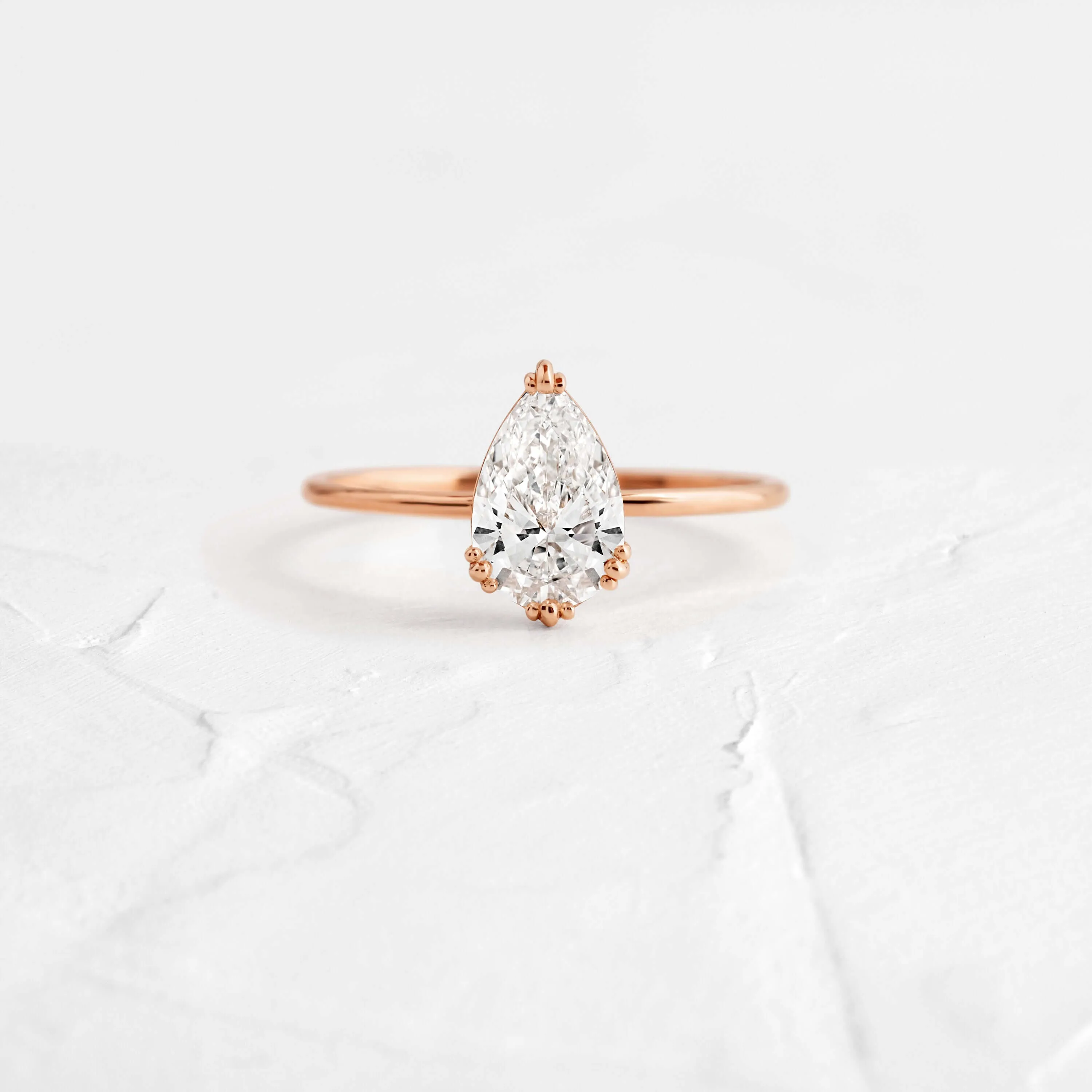 Threaded Ring, Pear Cut