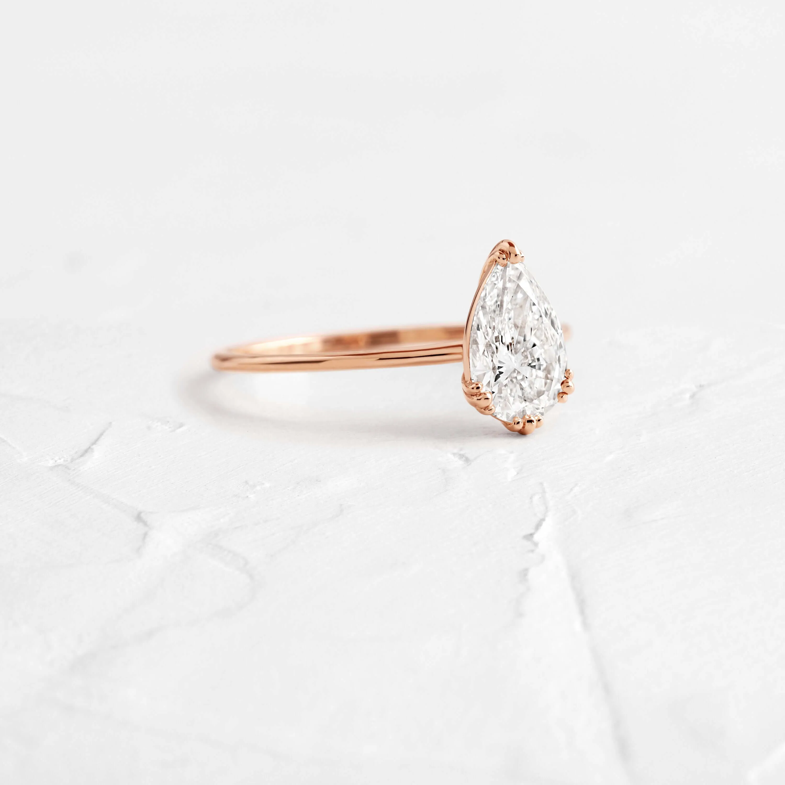 Threaded Ring, Pear Cut