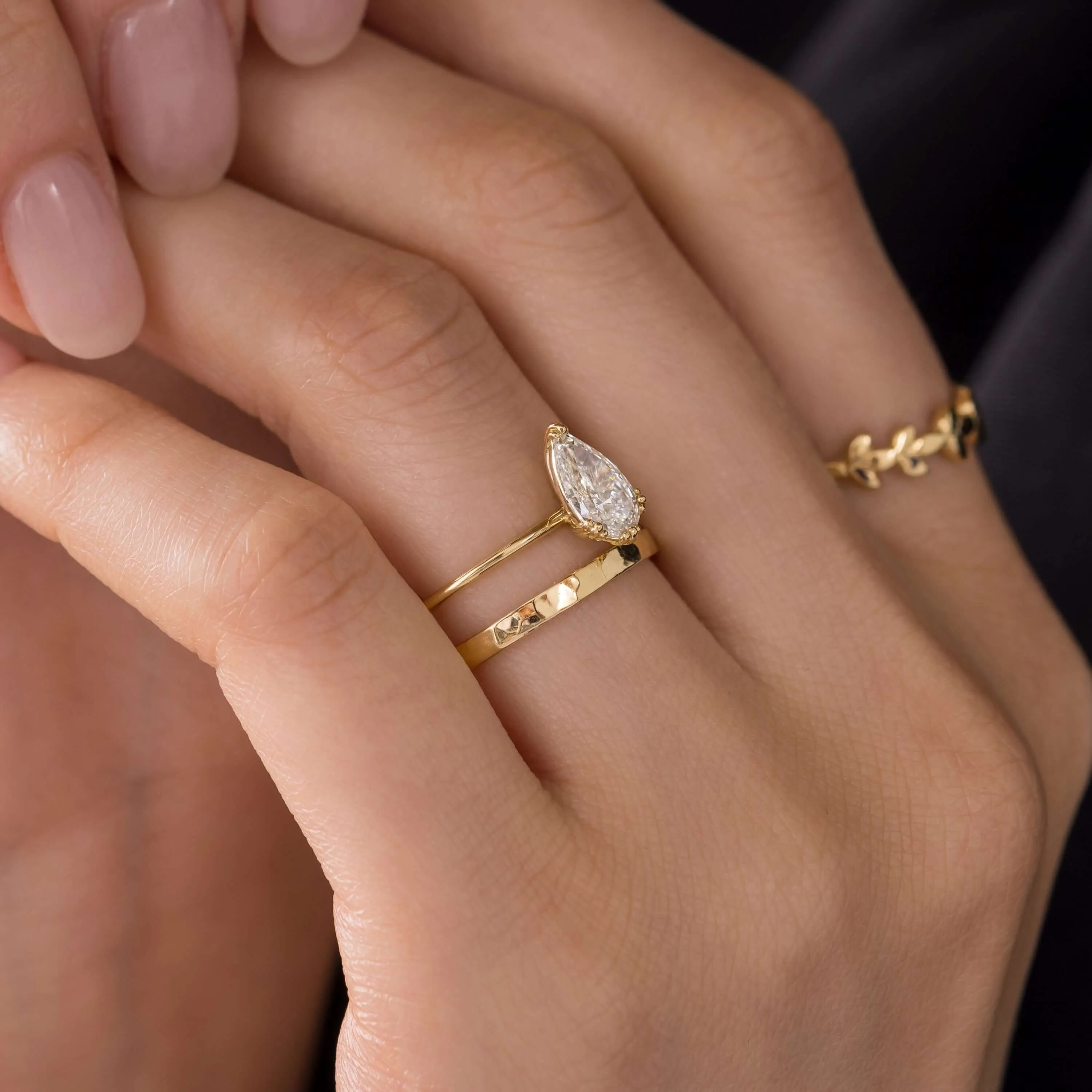 Threaded Ring, Pear Cut