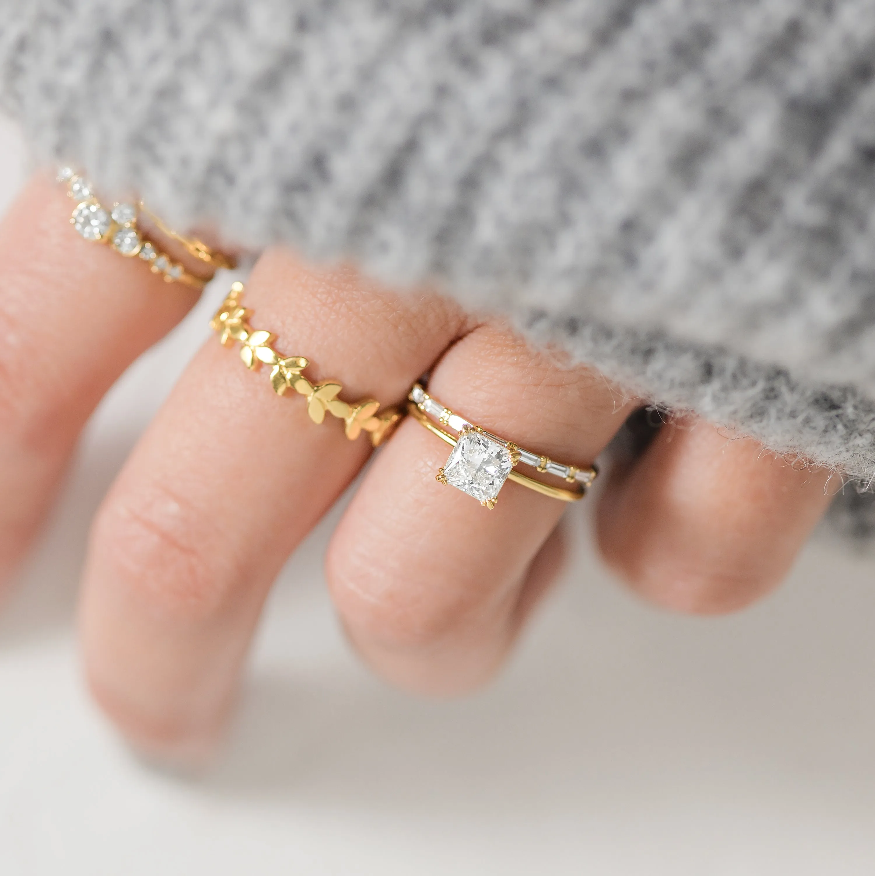 Threaded Ring, Princess Cut