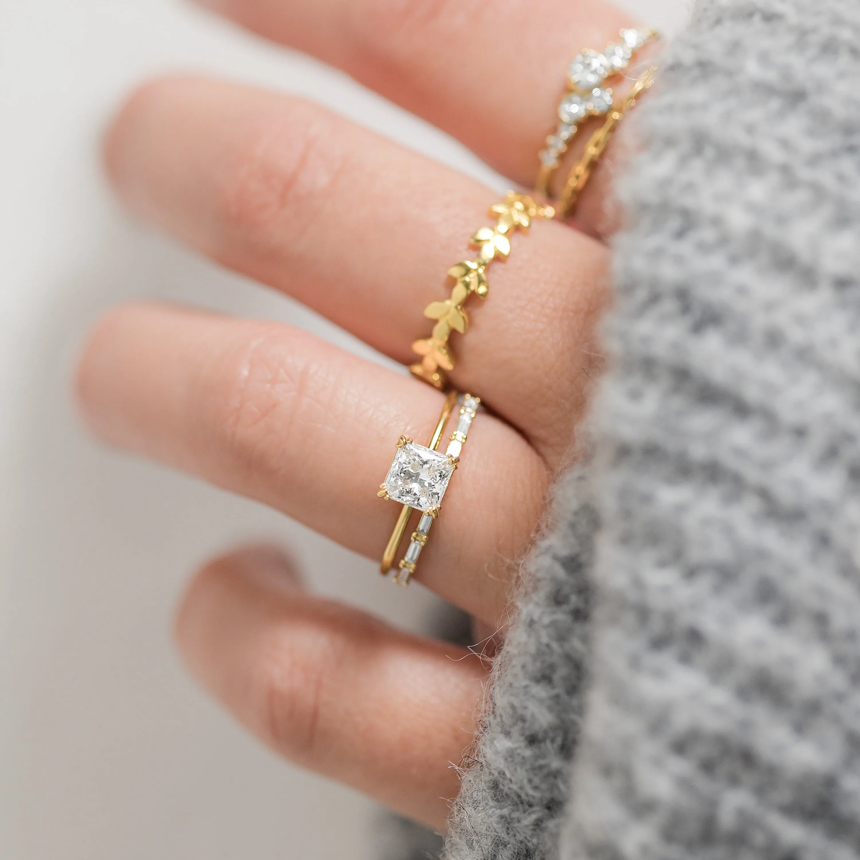 Threaded Ring, Princess Cut