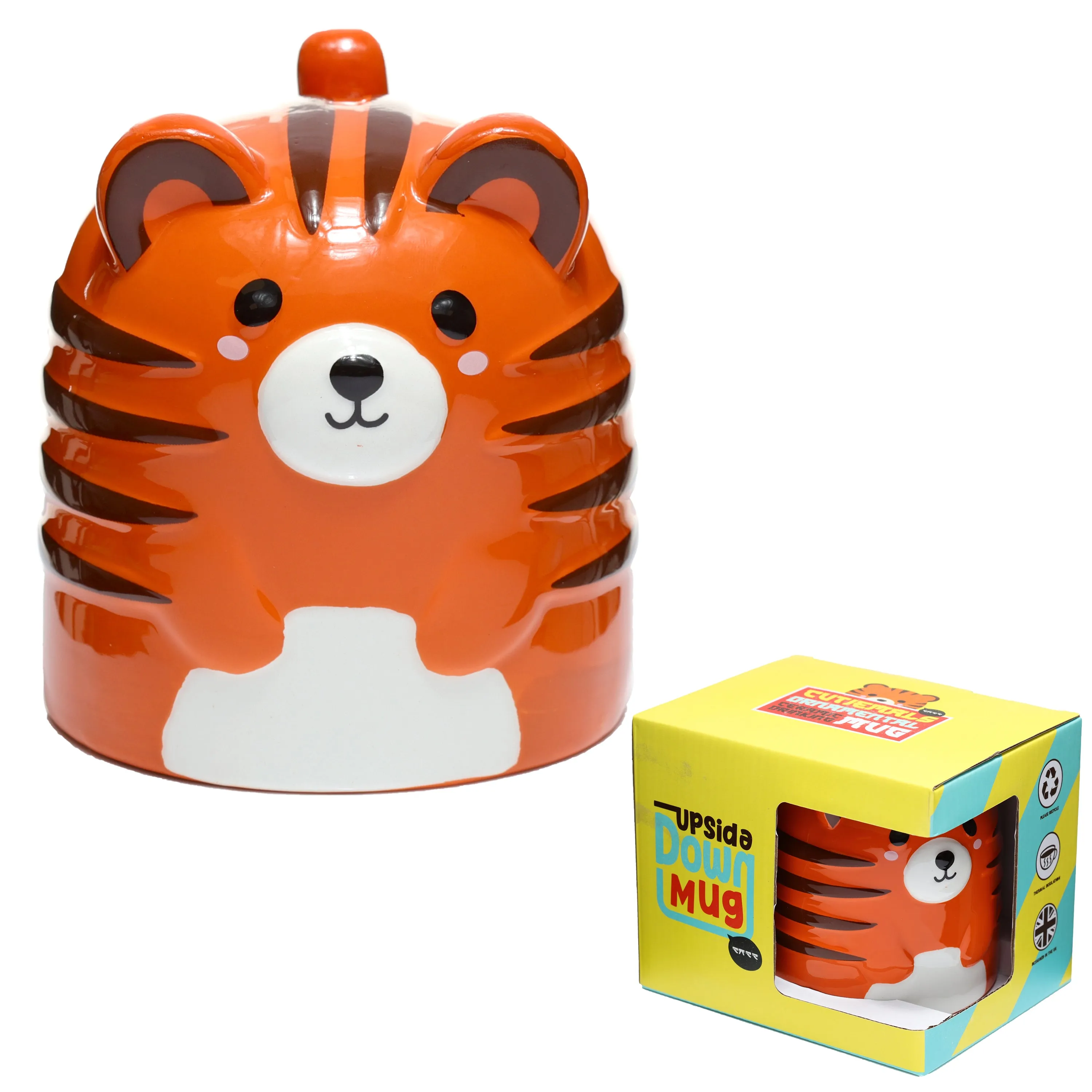 Tiger Upside Down Ceramic Shaped Mug