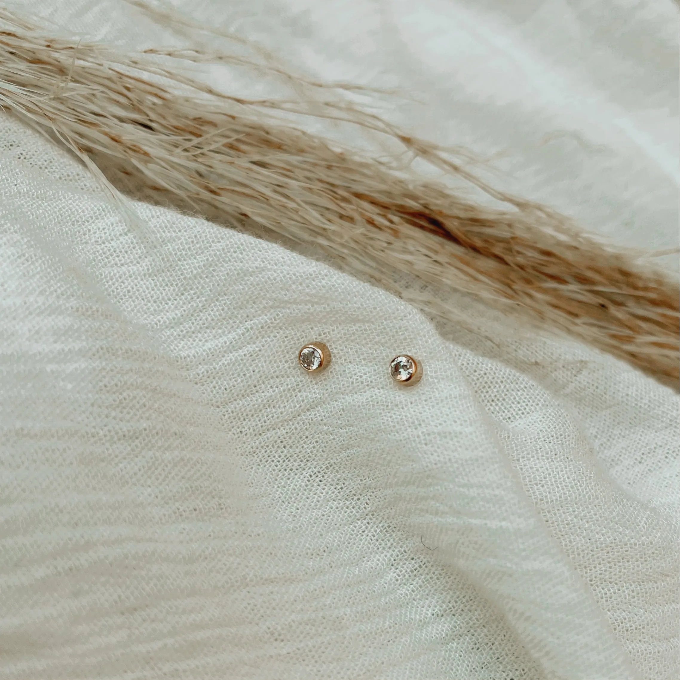 Tiny Diamond Stud Earrings