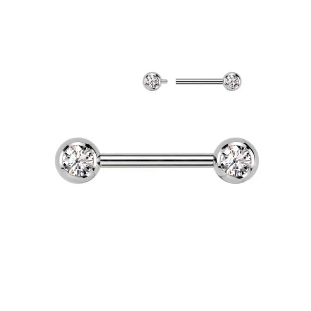Titanium Internally Threaded CZ End Nipple Barbell