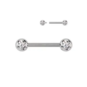 Titanium Internally Threaded CZ End Nipple Barbell