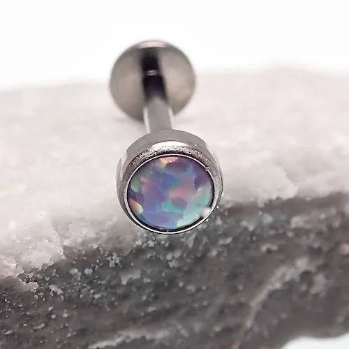 Titanium Internally Threaded Flat Back 4mm cabochon Opal