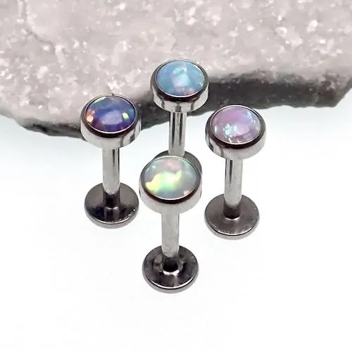 Titanium Internally Threaded Flat Back 4mm cabochon Opal