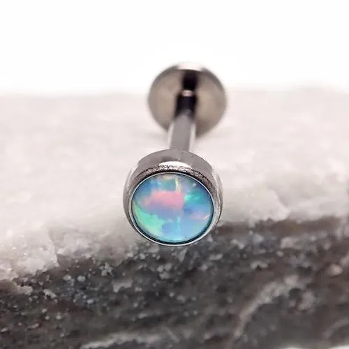 Titanium Internally Threaded Flat Back 4mm cabochon Opal