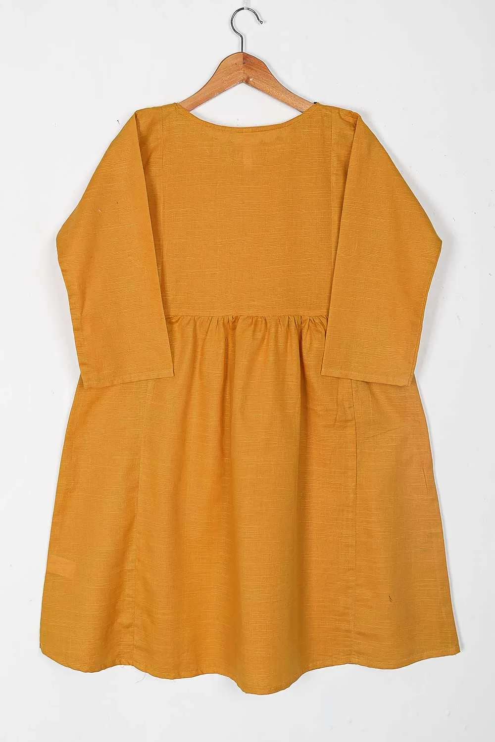 TKWK-04B-Mustard - Khaddar Winter Stitched Frock