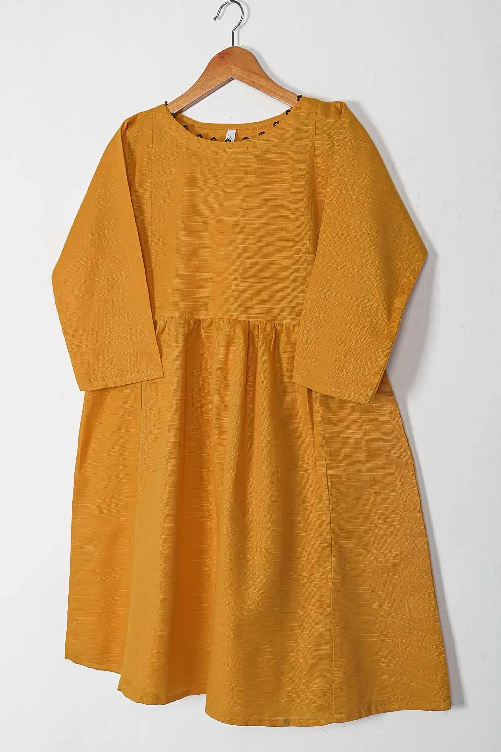 TKWK-04B-Mustard - Khaddar Winter Stitched Frock