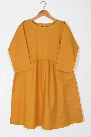 TKWK-04B-Mustard - Khaddar Winter Stitched Frock