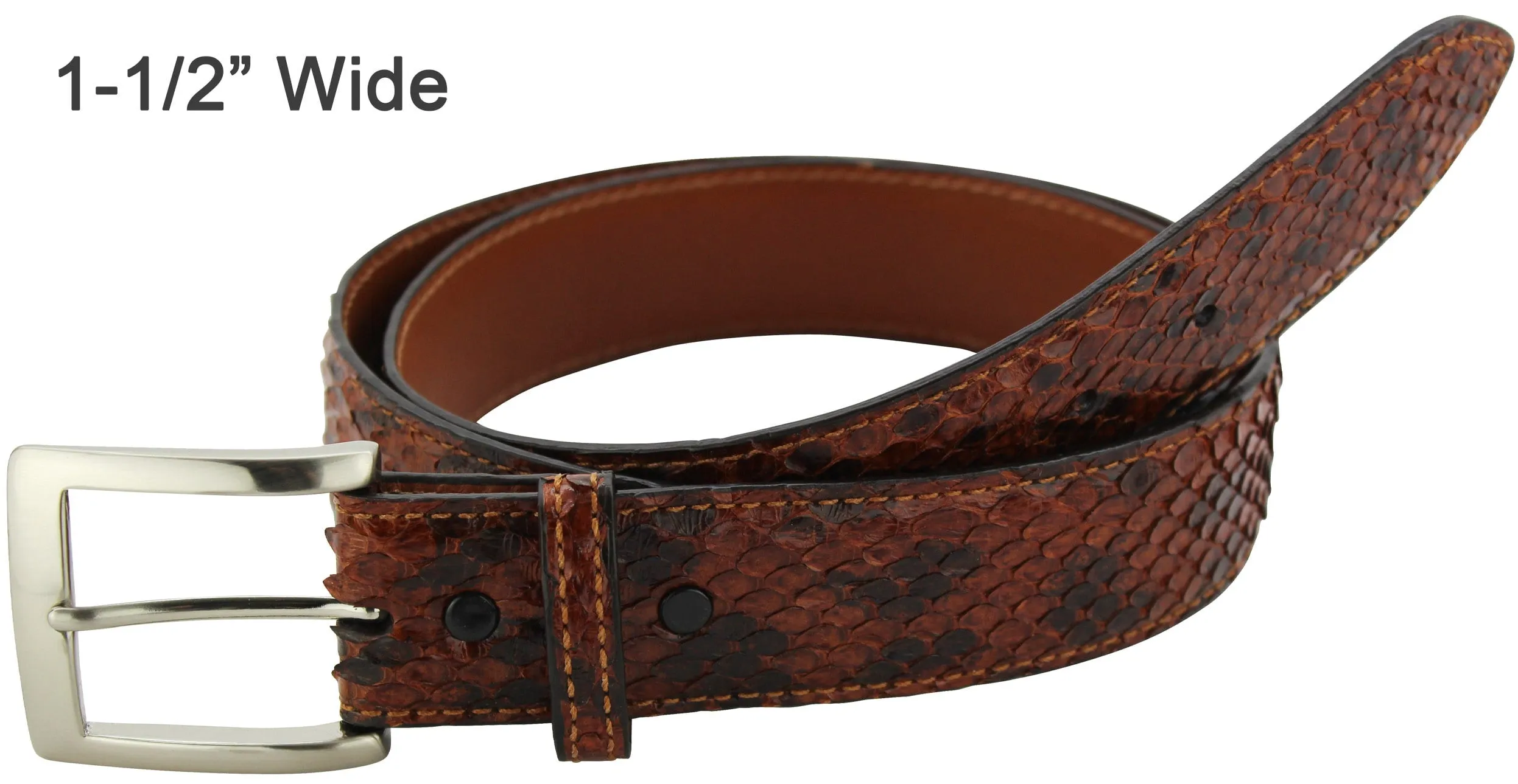 Tobacco Cognac Snake Skin Designer Full Grain Leather Belt **Made To Order Allow 5 To 6 Weeks To Ship