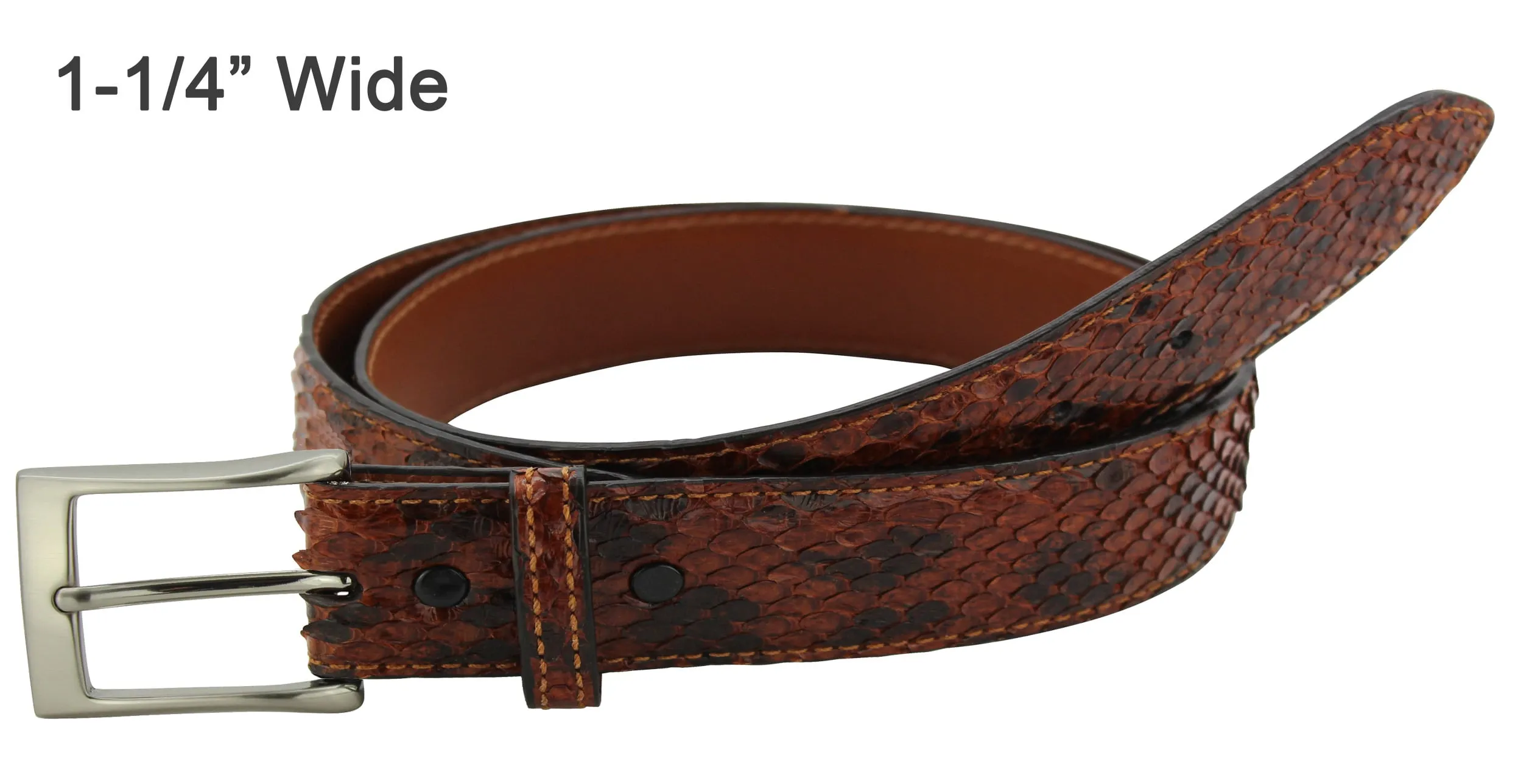 Tobacco Cognac Snake Skin Designer Full Grain Leather Belt **Made To Order Allow 5 To 6 Weeks To Ship