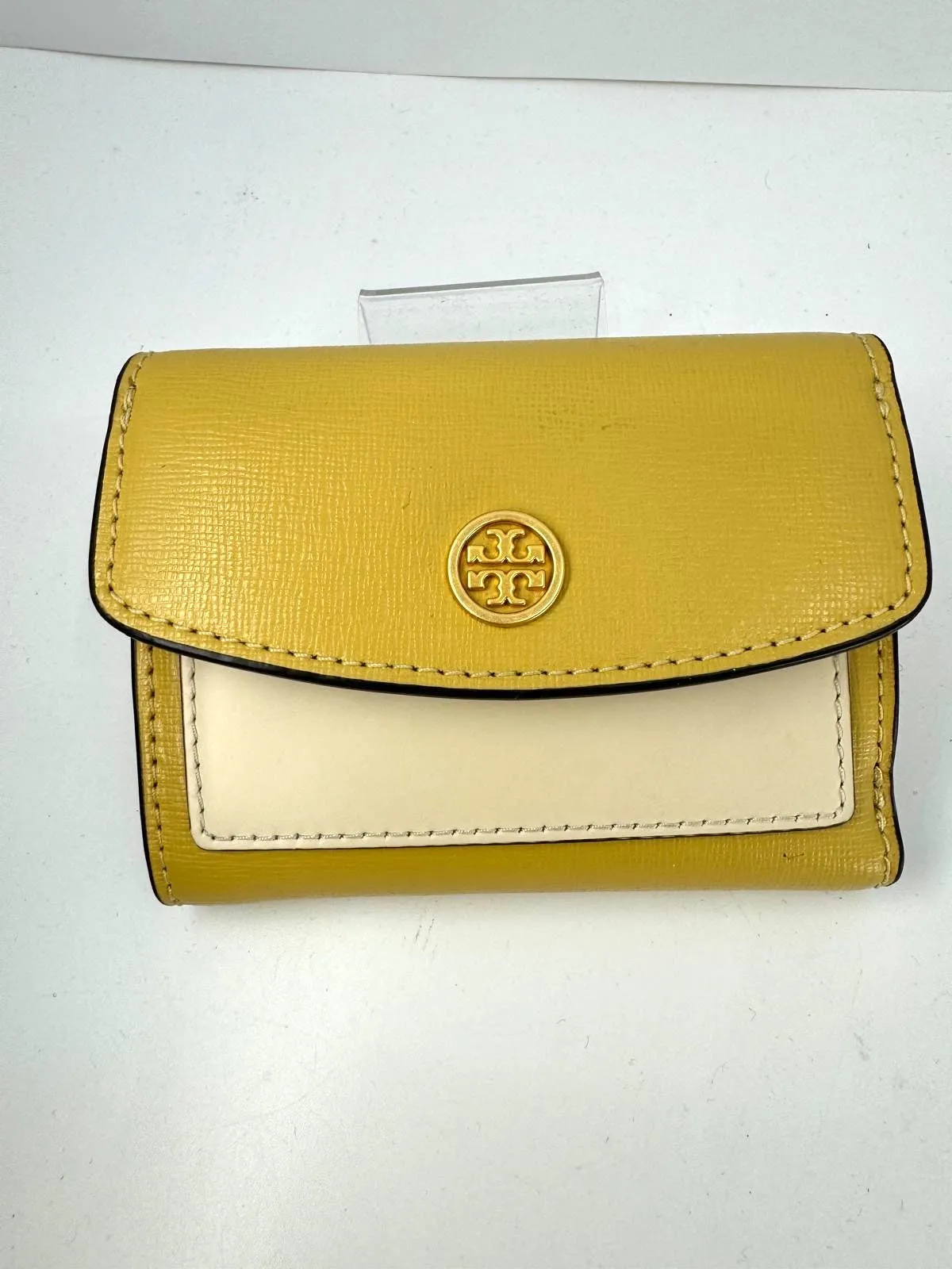 TORY BURCH ROBINSON COLOR BLOCK LEATHER MINI FLAP WALLET