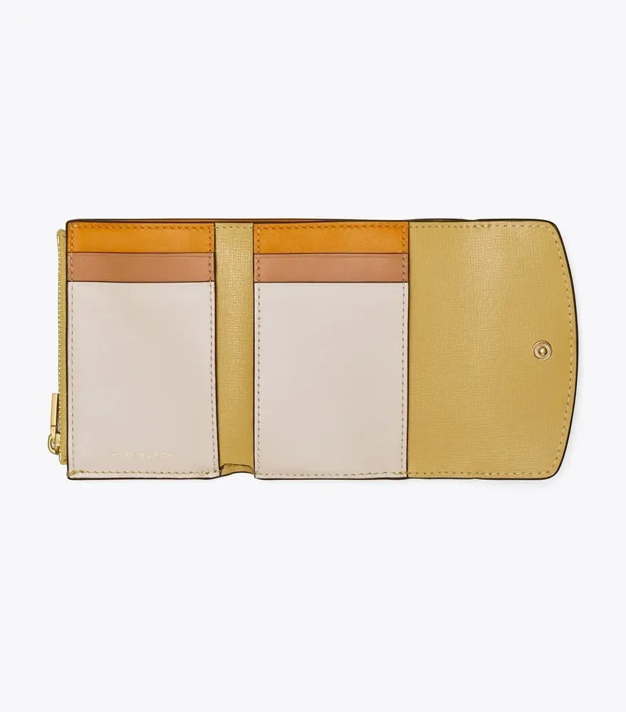 TORY BURCH ROBINSON COLOR BLOCK LEATHER MINI FLAP WALLET