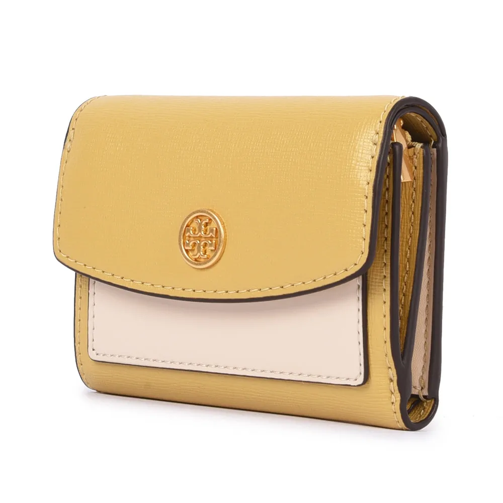 TORY BURCH ROBINSON COLOR BLOCK LEATHER MINI FLAP WALLET